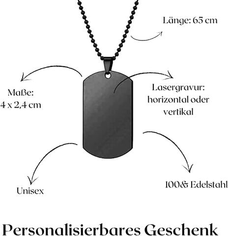 Dog tag silber und schwarz mit ketten.