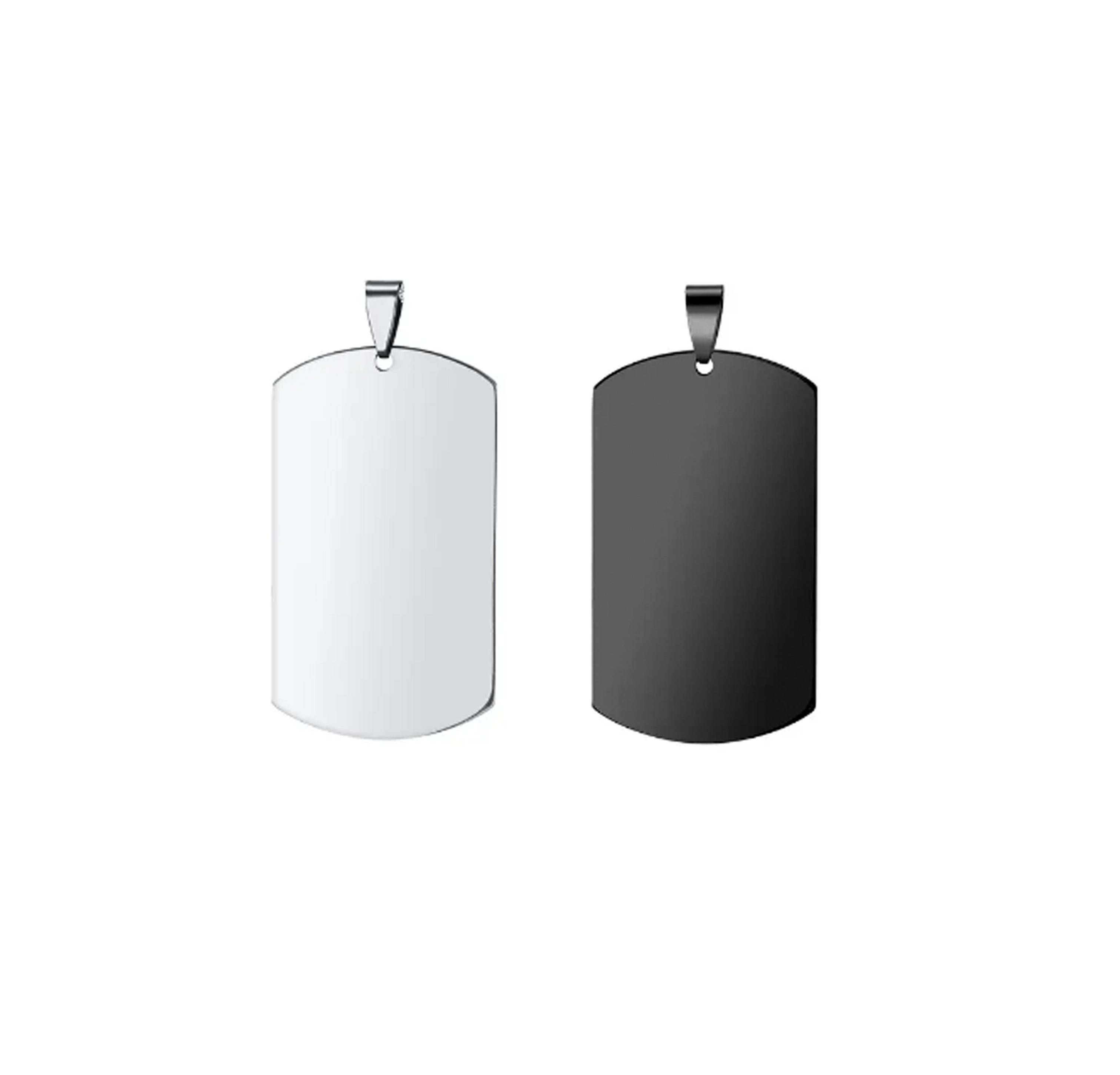 Dog tag silber und schwarz ohne kette ansicht.