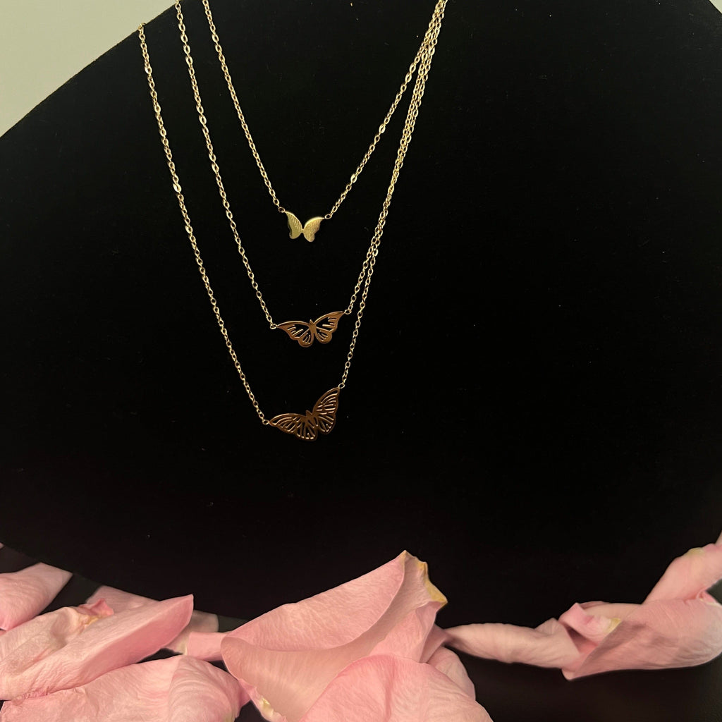 Schmetterling kette mit Mehrlagige Goldene Halskette