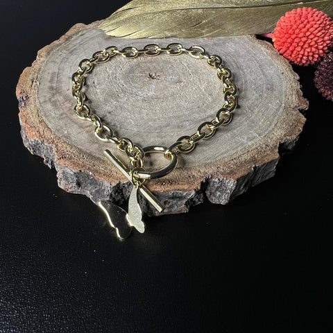 Gold Armkette Mit Schmetterling frontansicht