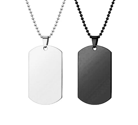 Dog tag silber und schwarz mit ketten.
