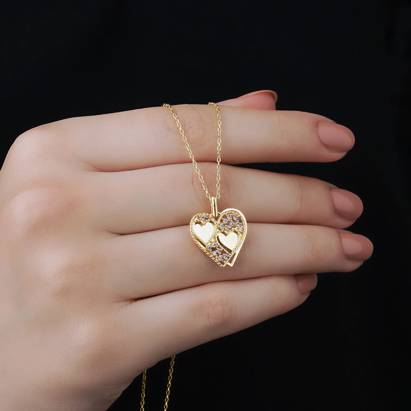 Herzkette silber display am hand